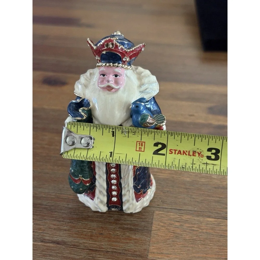 Santa Clause Trinket Box‎ Enamel With Swarovski Crystals Multicolor Jeweled